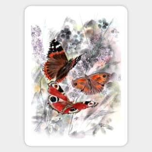 Butterflies in mixed media Sticker